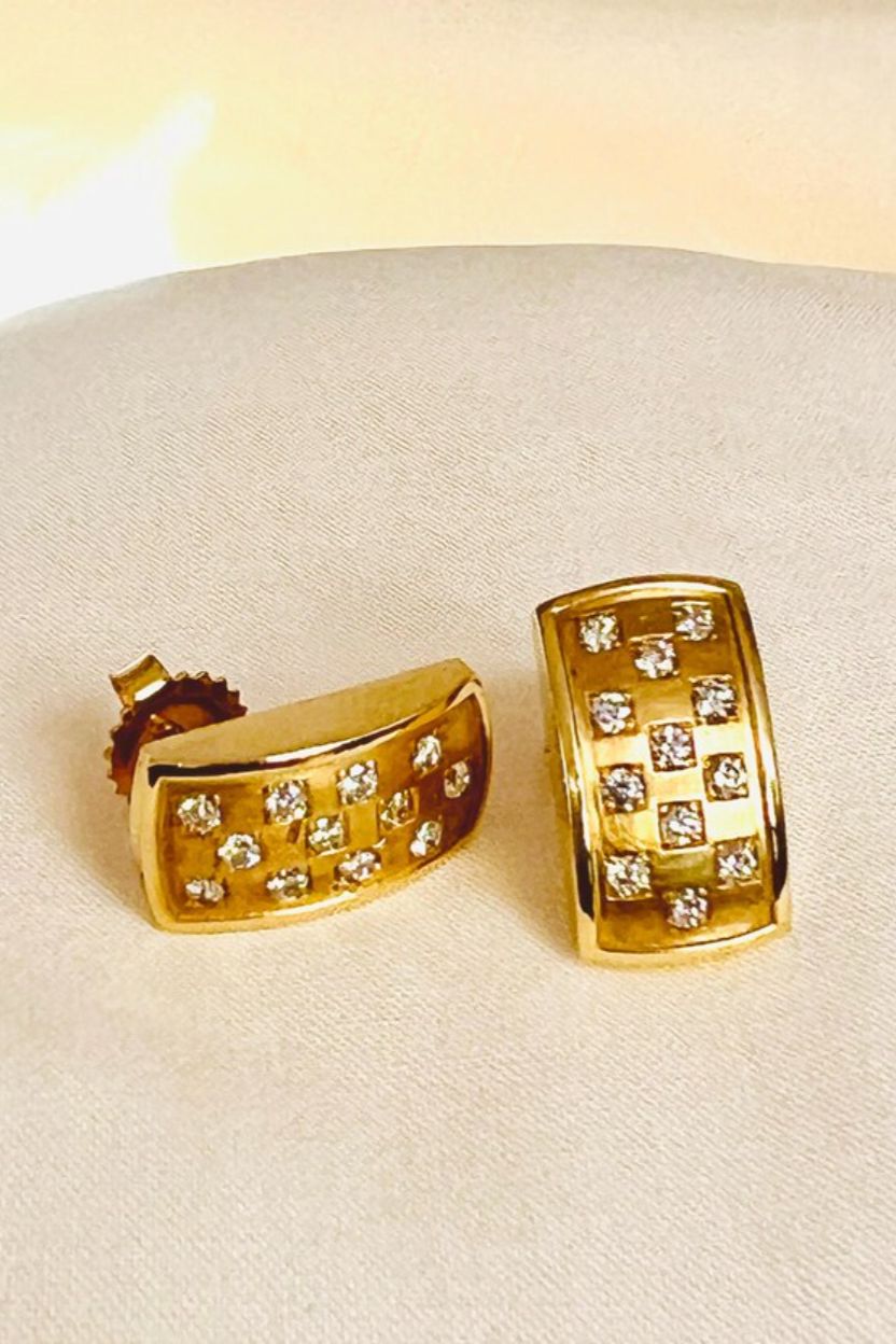 Yellow Gold Earring 0.58pts Diamond 18 karat
