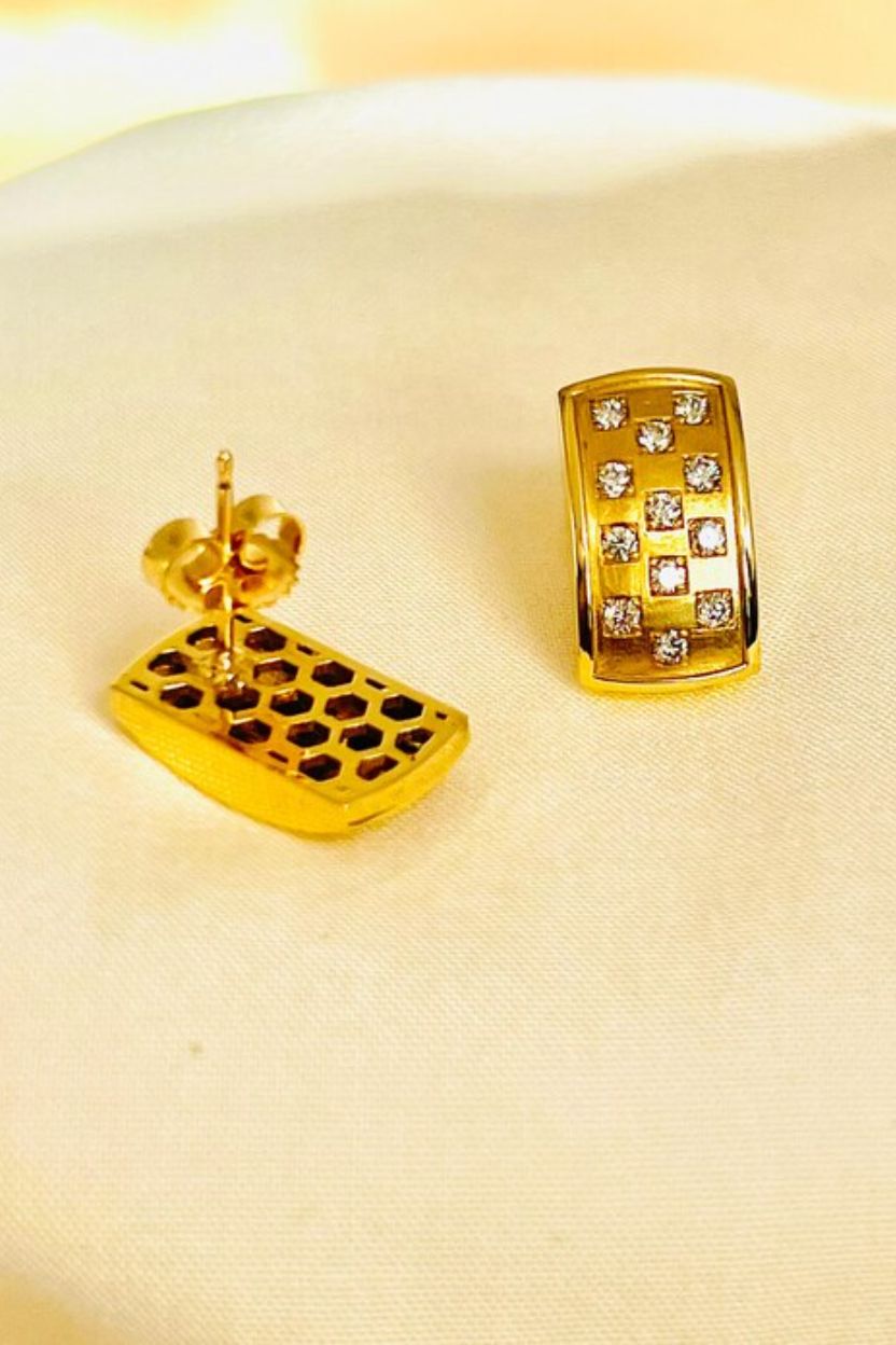 Yellow Gold Earring 0.58pts Diamond 18 karat