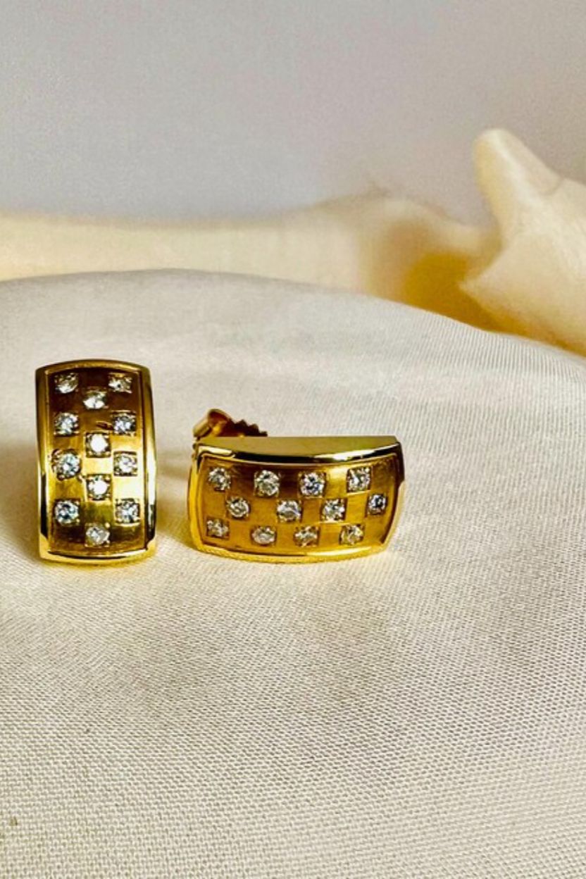 Yellow Gold Earring 0.58pts Diamond 18 karat
