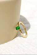 Oval cut Tsavorite Garnet Ring Solid 14K Yellow Gold