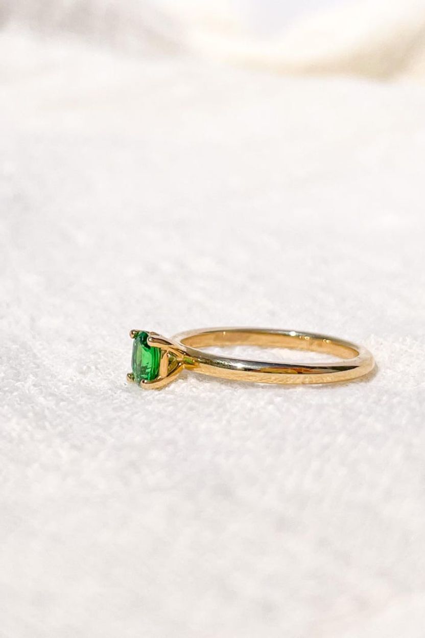 Oval cut Tsavorite Garnet Ring Solid 14K Yellow Gold