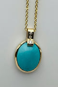 Turquise and Diamonds Pendant with Chain