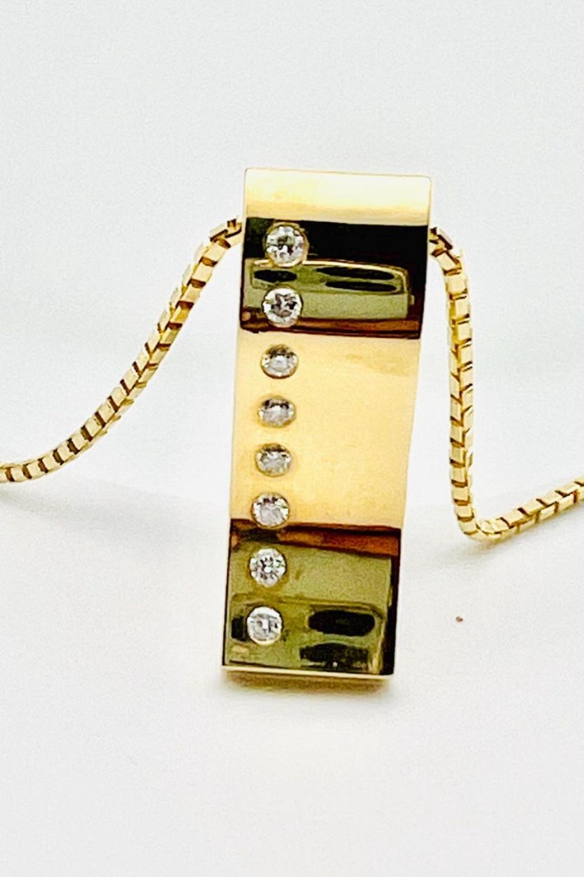 14K Yellow Pendant Set with 2.2mm Round Natural Diamond Slide