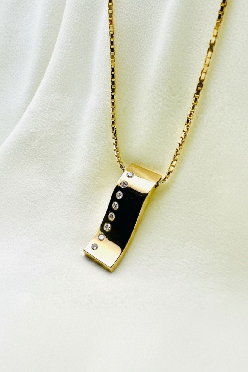 14K Yellow Pendant Set with 2.2mm Round Natural Diamond Slide