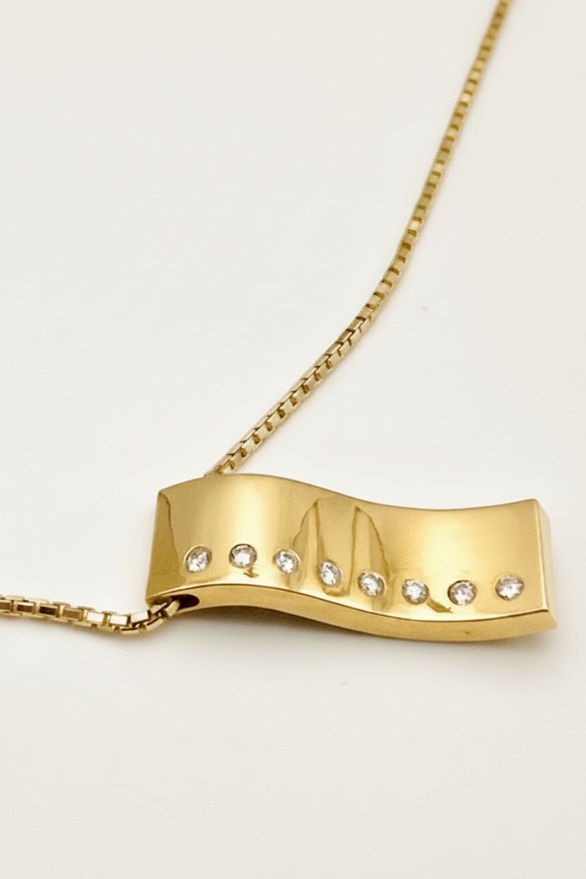 14K Yellow Pendant Set with 2.2mm Round Natural Diamond Slide