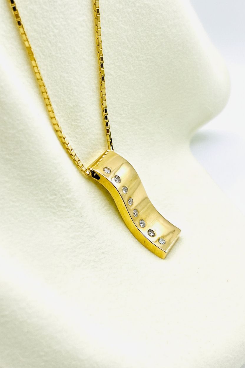 14K Yellow Pendant Set with 2.2mm Round Natural Diamond Slide