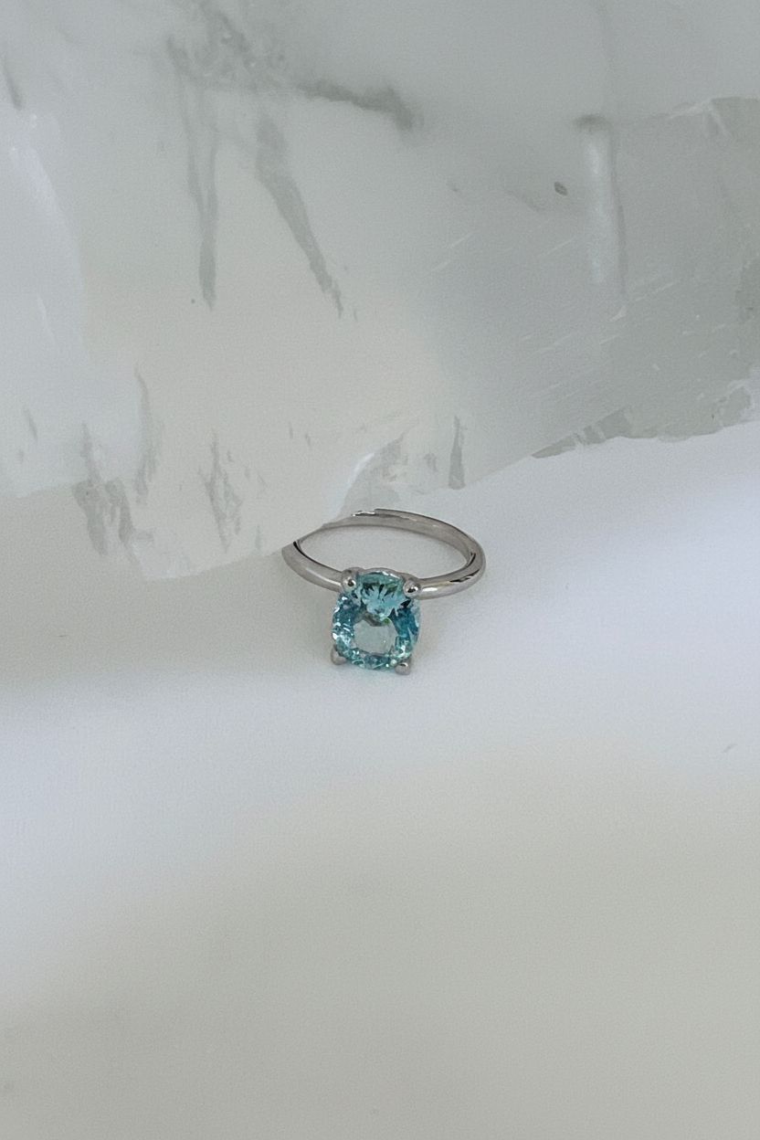 Sky Blue Aquamarine White Gold Ring