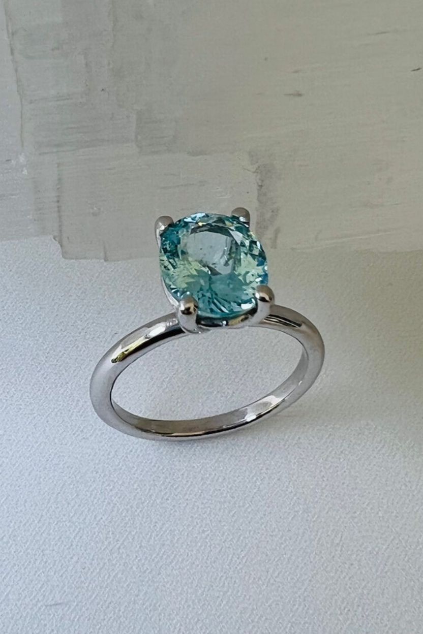 Sky Blue Aquamarine White Gold Ring