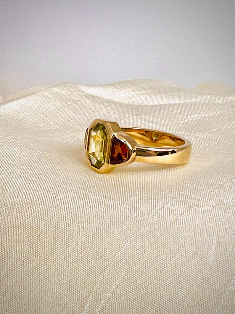 Emerald Cut Chrysoberyl Half Moon in Sold Gold